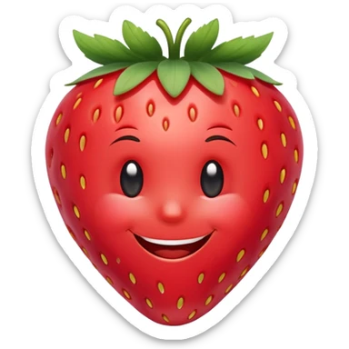 Strawberry with a smile and a mini smiling Strawberry  sticker