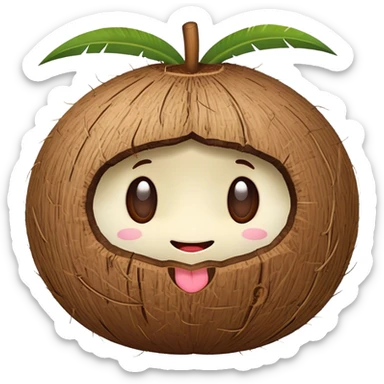 Coconut cute face sticker
