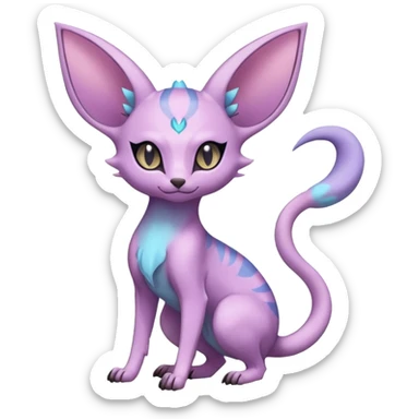 Rare realistic cool cute epic aesthetic colorful Amaura-Espeon-Genet-species-Fakemon-hybrid-creature, with markings, full body sticker