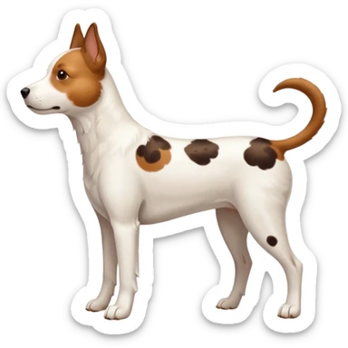 White dog with brown spots with only three legs, from the side  sticker