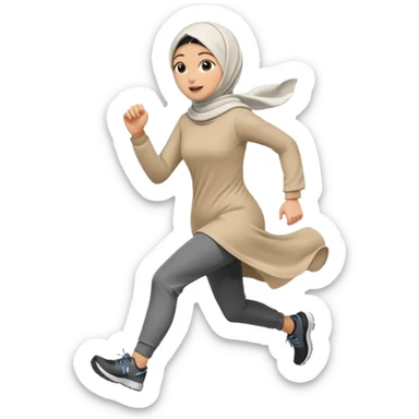 women running wear hijab sticker