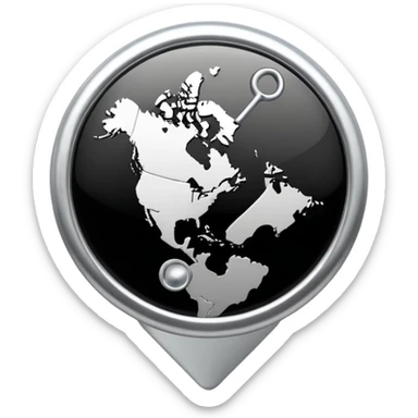 Black and white map push pin  sticker