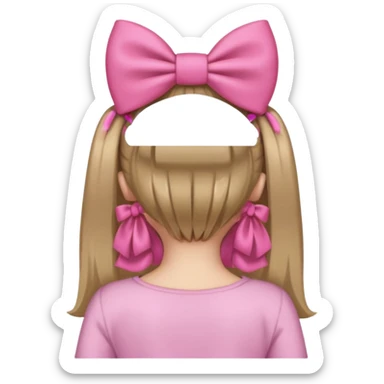 A pink bow in dark blond hair from the back sticker