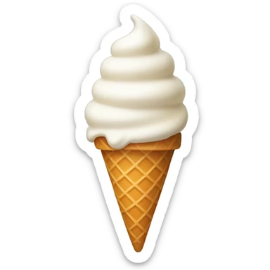 Vanilla ice cream cone where the cone is white sticker