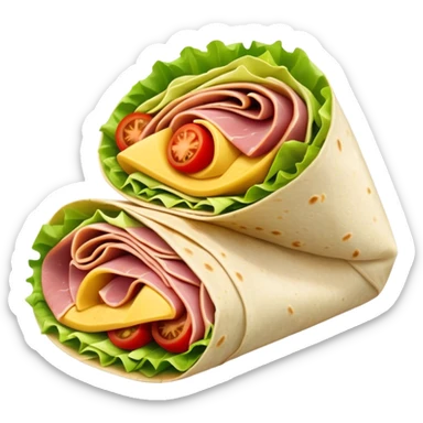 burrito wrap with lettuce tomatoes and ham inside sticker