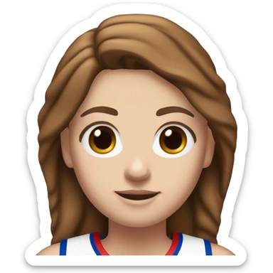 white girl with blue eyes and brown hair in a 76er jersey sticker