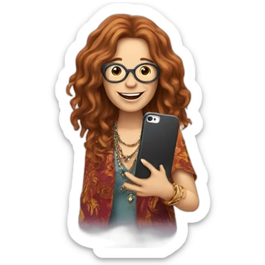 janis joplin speaking with smarphone sticker