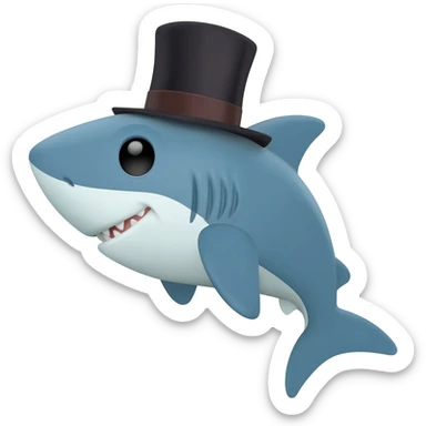 Shark with a top hat sticker