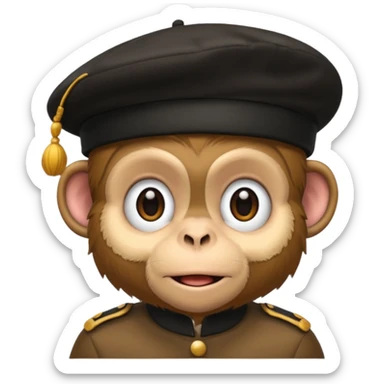 Monkey wearing black beret sticker