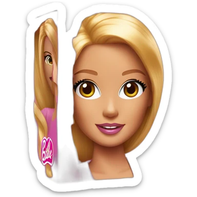 barbie doll in a box sticker