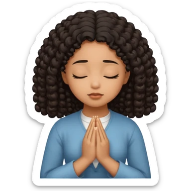 brown girl praying curls black hair and eyes closed sticker