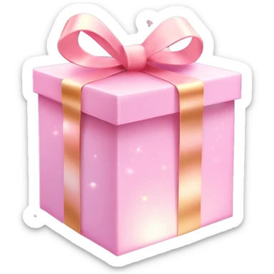 Pastel Pink Gift Box "A pastel pink gift box with a glowing ribbon, glittery wrapping paper, and magical sparkles floating in the air around it." sticker