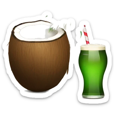 Coconut drinking a beer sticker