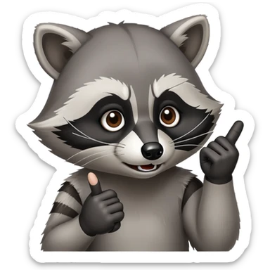 raccoon giving the finger as if he is flipping someone off sticker