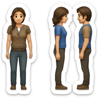 une femme brune faisant un câlin à un homme brin par derrière sticker