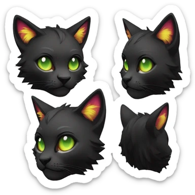 Edgy Shy Anthro cool pretty colorful dark cat-fursona techwear punk black emo-mane sticker