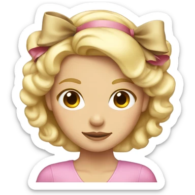 Blonde girl with a bow in her hair  sticker
