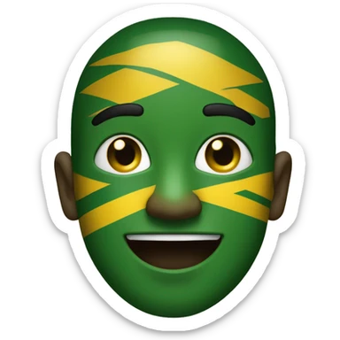 The number 100% in Jamaican colors, green black and gold  sticker