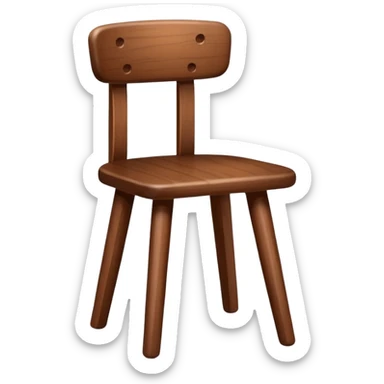 Wooden chair with only seat and  with three legs sticker