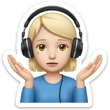 emoji with head phone holding both hands listening looks like sad  sticker