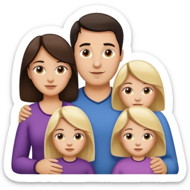 Familia de 4 personas : Hombre gordito pelo oscuro, Mujer pelo cafe, hija 1 pelo mono , hija 2 pelo oscuro. sticker