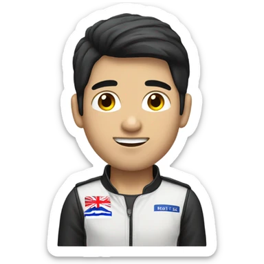 formula one driver, asian, black hair, black eyes, male sticker