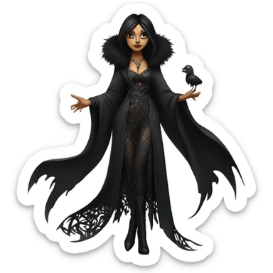 the morrigan goth woman version vines style furr robe stylish boots sticker