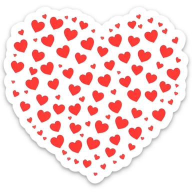 Lot of red and light red small hearts in one big heart sticker