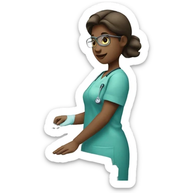 Surgeon girl operating in operating room sticker