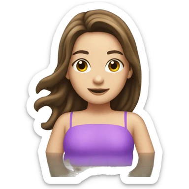 Brunette hair white girl floating in the pool, wearing a tube around her sticker