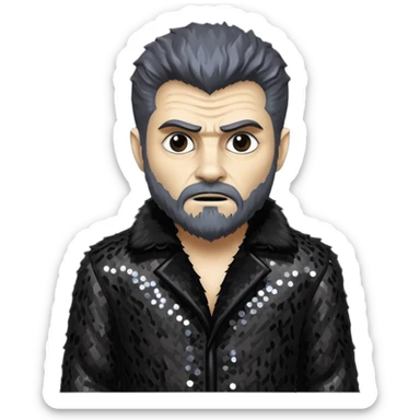 The Wolf Man from Universal Monsters with dark brown fur, black sequin outfit sticker