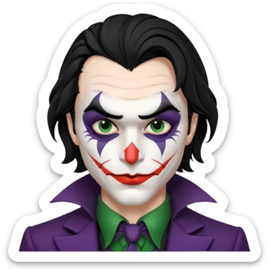 man with black hair black and white joker makeup black clothes sticker