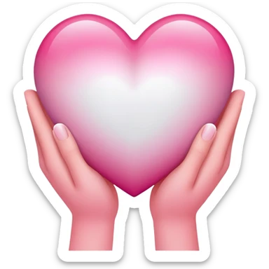 Hands holding a pink white gradient heart sticker