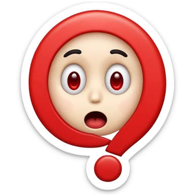 Classic emoji with a red ? and shocked face sticker