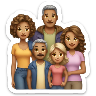Family mom dad four daughters son grandma sticker