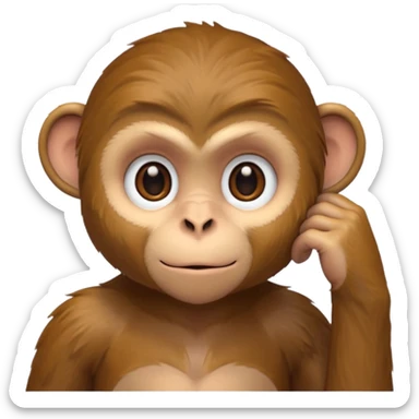 monkey listening hand on ear to help him hear better sticker