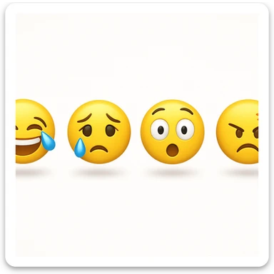 make four emojis on white background with good amount of shadow  sticker