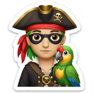 pirate with eye patch and parrot sticker