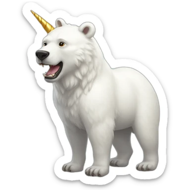 a white bear with half horse half human body wearing a unicorn horn sticker