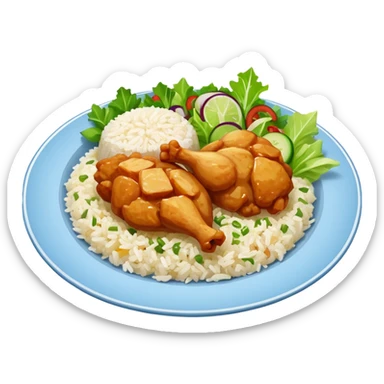 Chicken chunks and rice with salad sticker