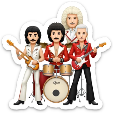 Queen band with Freddie Mercury, Brian May, Roger Taylor, and John Deacon sticker