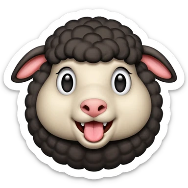 Oveja negra sacando la lengua en actitud de risas sticker