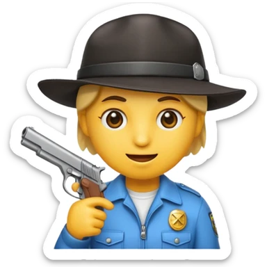 Un emoji con una gorra y una pistola en la mano sticker