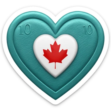 Teal heart with Canadian $10 bill sticker