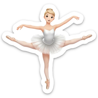 elegant ballerina in a white tutu doing a grand jeté leap sticker
