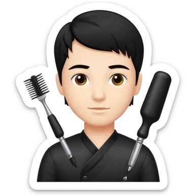 A beautiful boy salon Hairstylist in black hair sticker