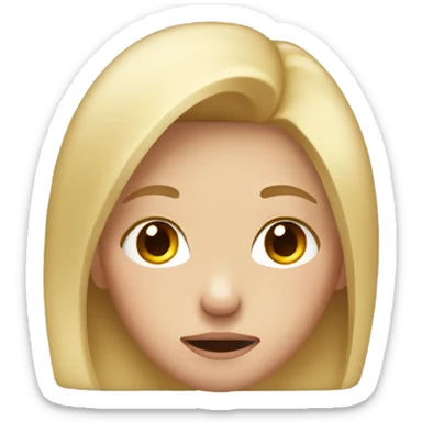 Blonde girl embarrassed with red face sticker