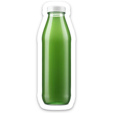 aesthetic green juice in tall clear full plastic drink bottle with white lid realistic soft textures sticker