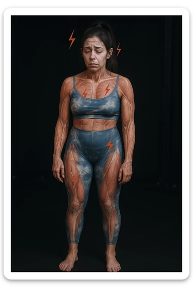 donna con stanchezza cronica frequenti in 3D realistica, donna stanca immagine anatomica sticker