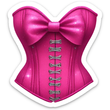 Hot pink corset top with glitter and huge bows  sticker